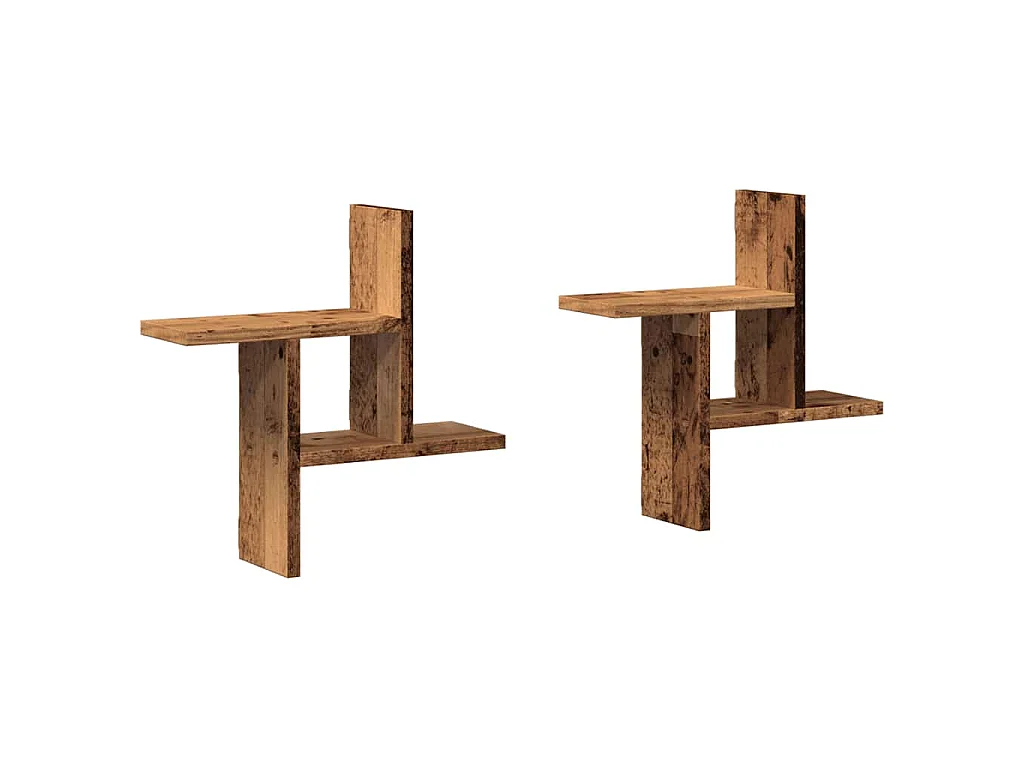 Étagères murales 2 pcs vieux bois 38x12x38 cm bois d'ingénierie