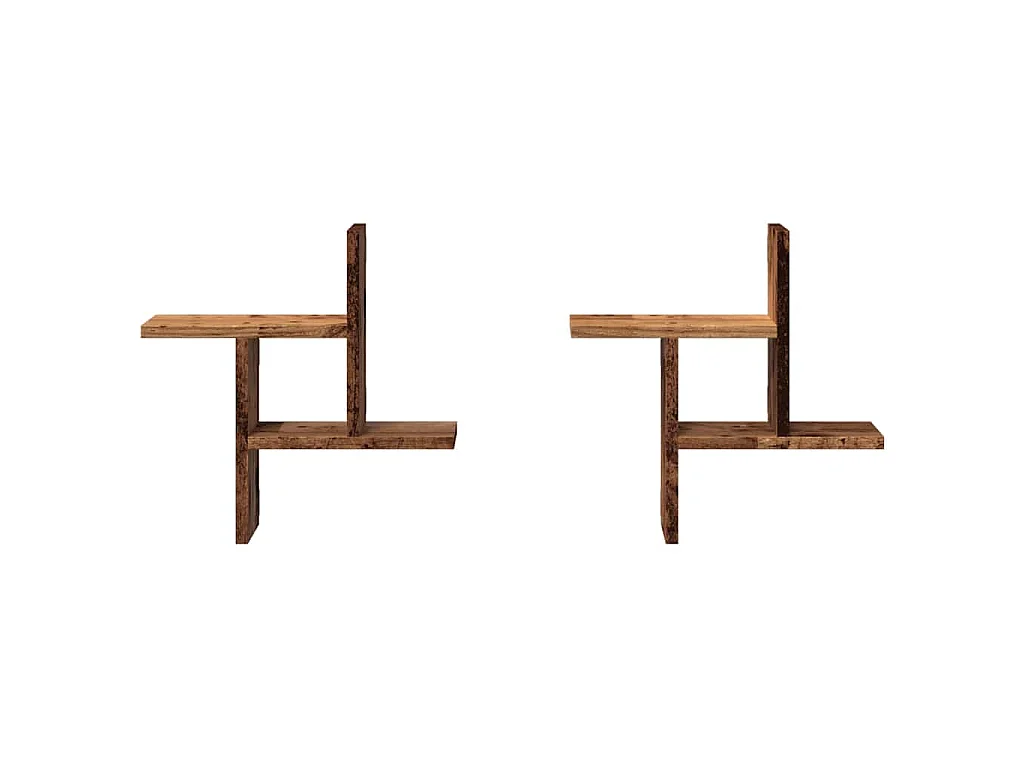 Étagères murales 2 pcs vieux bois 38x12x38 cm bois d'ingénierie