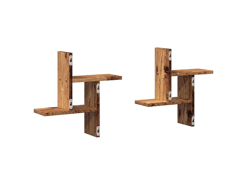 Étagères murales 2 pcs vieux bois 38x12x38 cm bois d'ingénierie