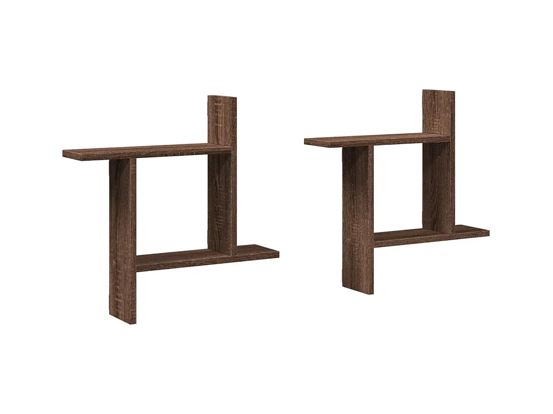 Estantes de pared 2 uds madera ingeniería marrón 50x12x50 cm