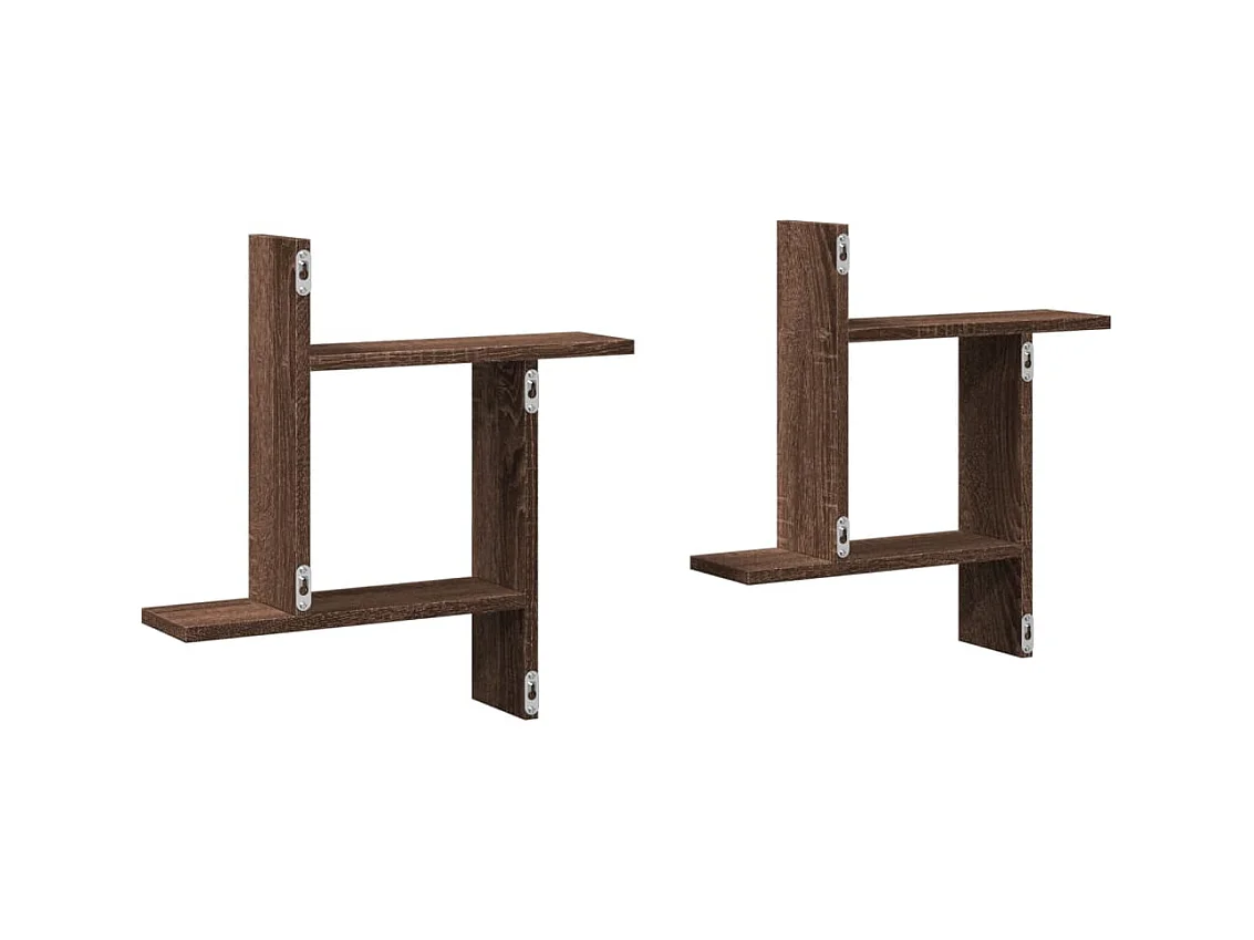 Estantes de pared 2 uds madera ingeniería marrón 50x12x50 cm