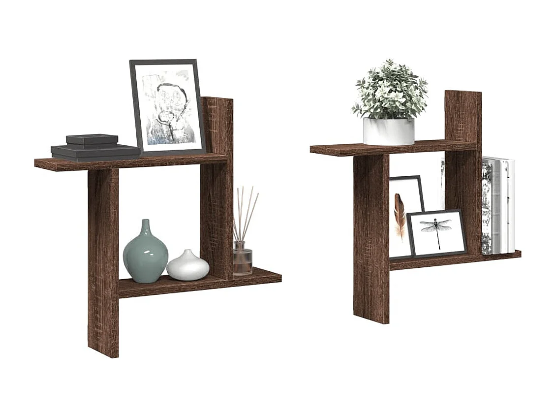 Étagères murales 2pcs chêne marron 50x12x50cm bois d'ingénierie