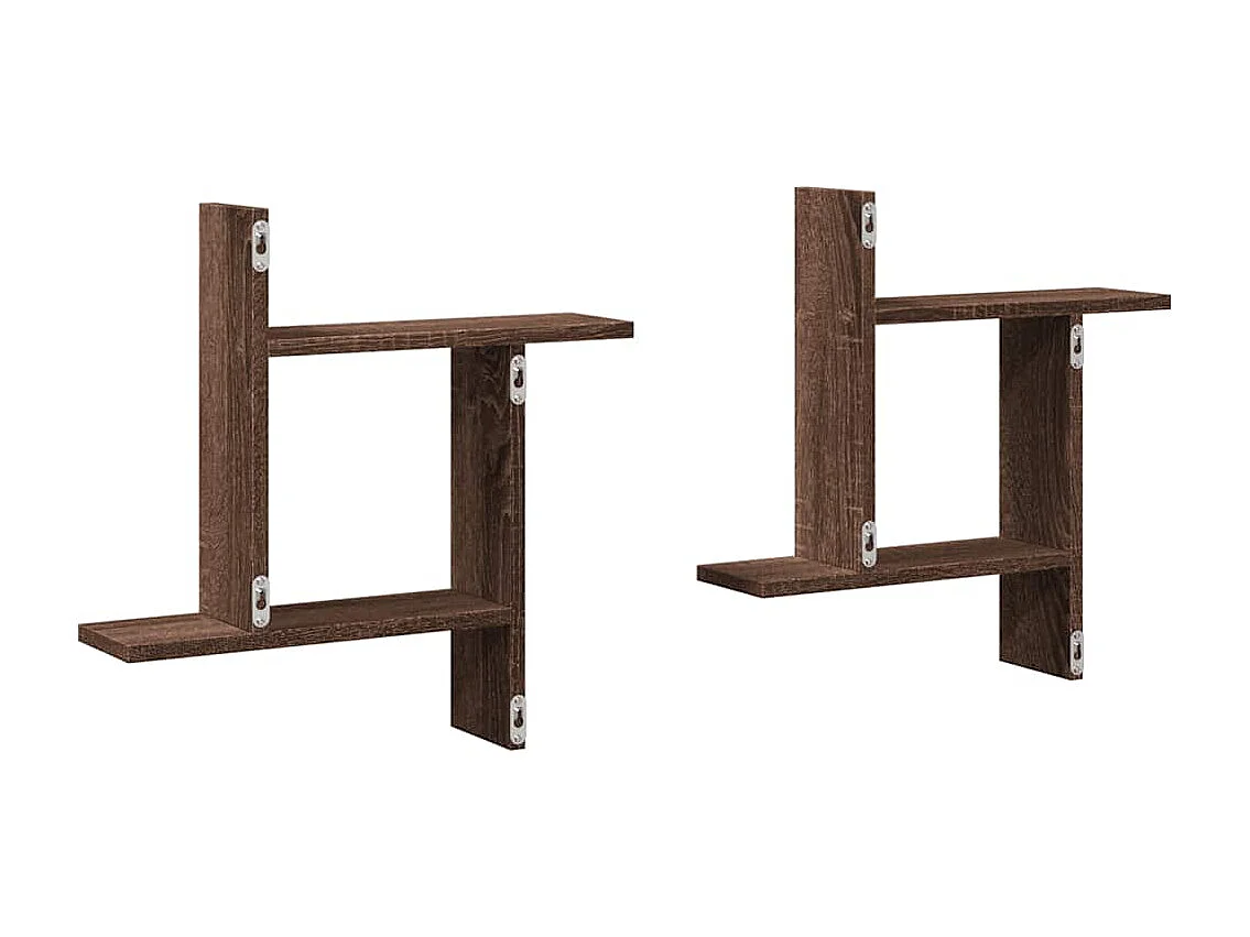 Prateleiras parede 2 pcs derivados de madeira carvalho castanho