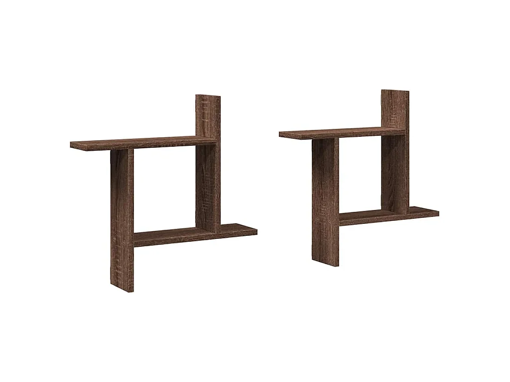 Wandregale 2 Stk. Braun Eichen-Optik 50x12x50 cm Holzwerkstoff