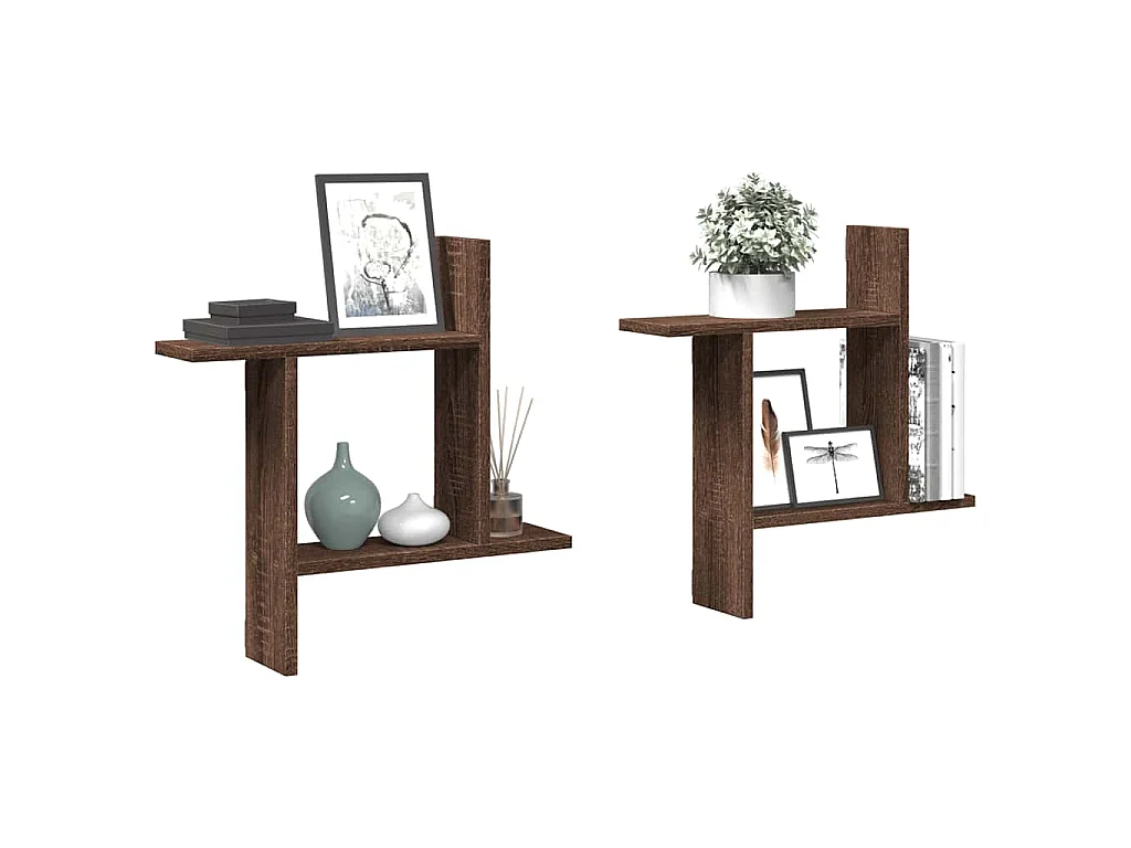 Wandregale 2 Stk. Braun Eichen-Optik 50x12x50 cm Holzwerkstoff