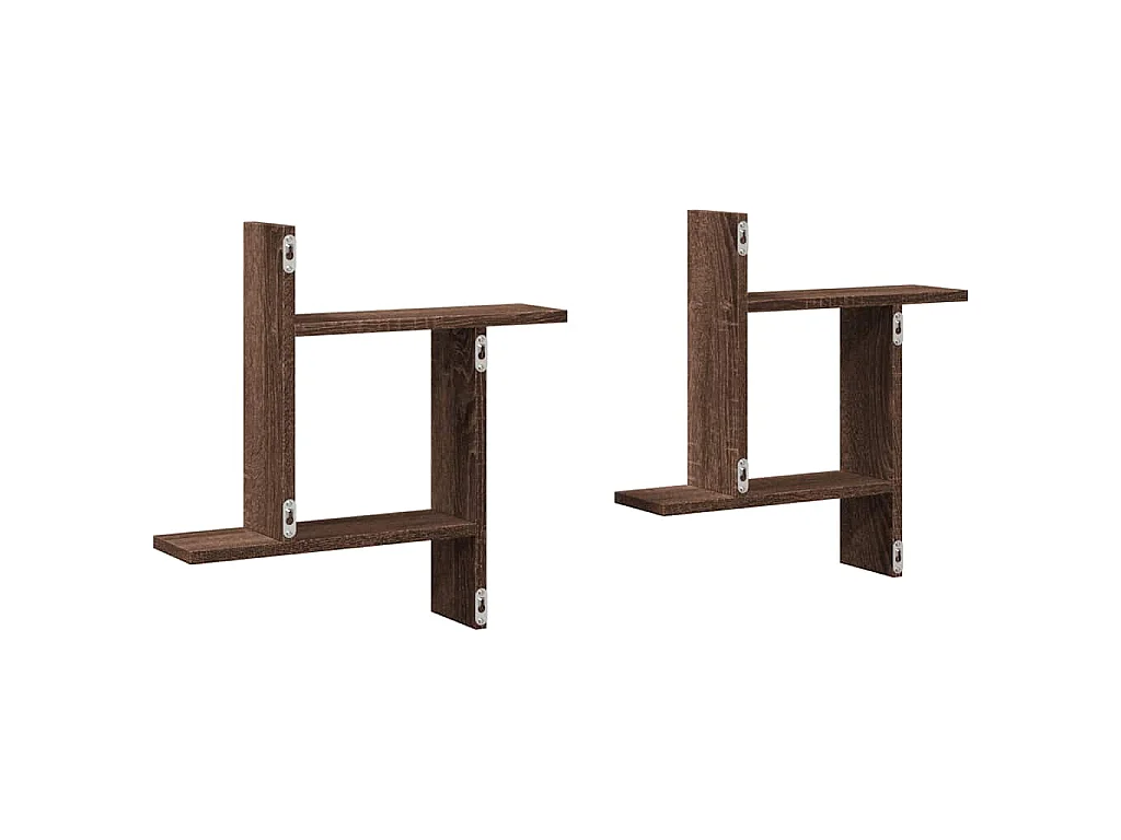Wandregale 2 Stk. Braun Eichen-Optik 50x12x50 cm Holzwerkstoff