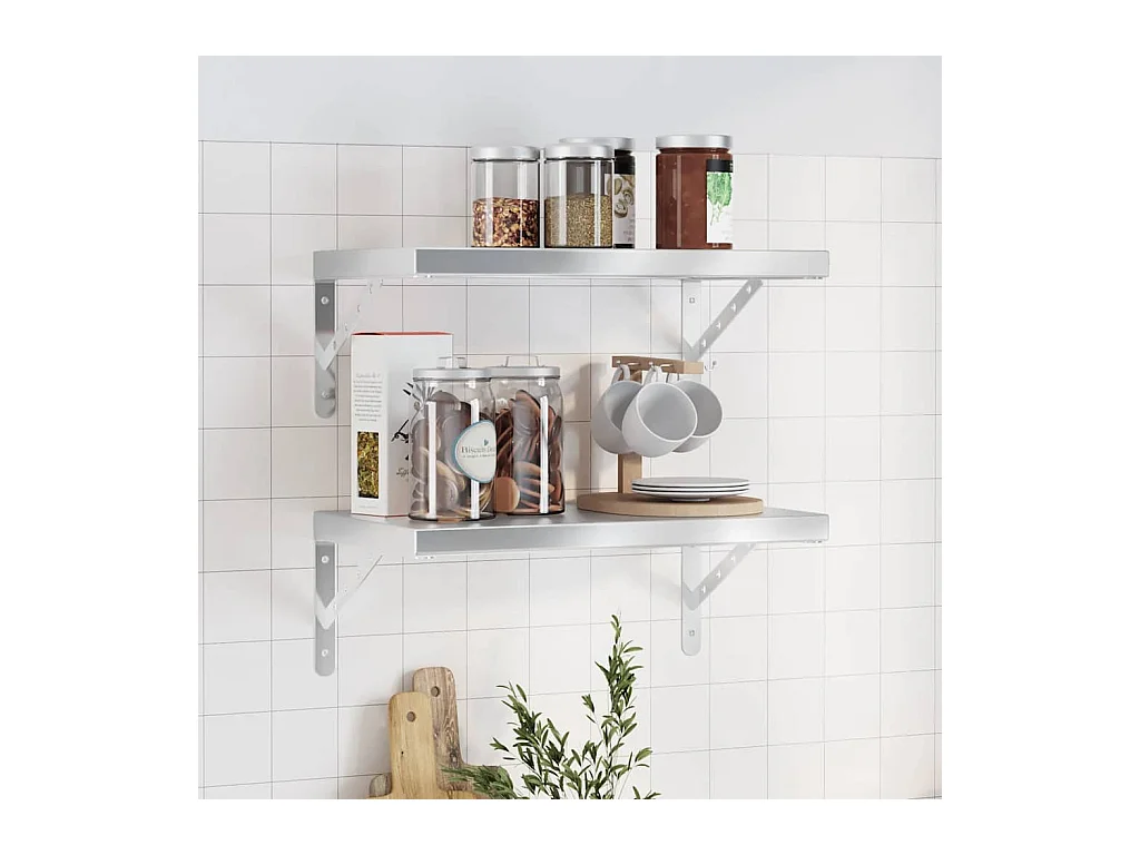 Wandregale 2 Stk. 50x30 cm Silbern Edelstahl