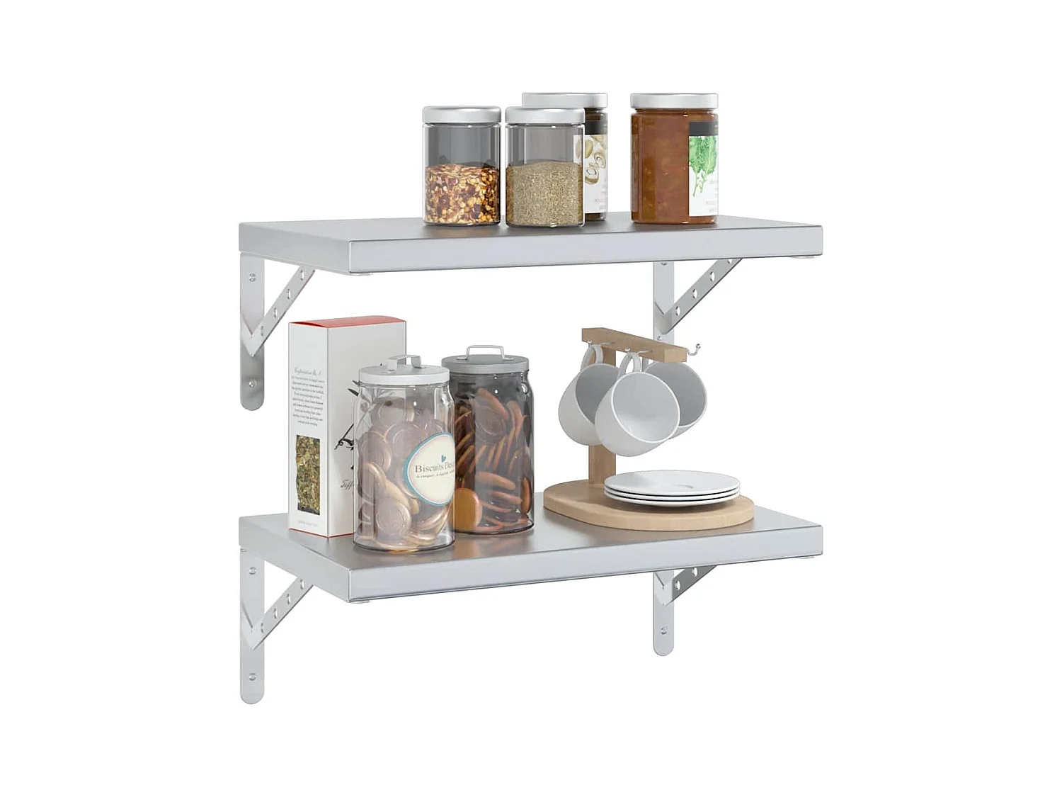 Wandregale 2 Stk. 50x30 cm Silbern Edelstahl