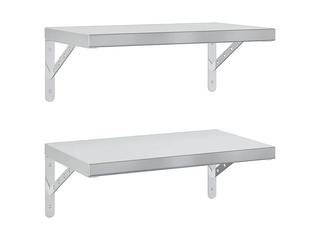 Étagères murales 2 pcs 50x30 cm argenté acier inoxydable