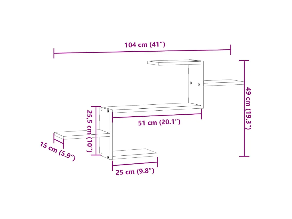Wandregal Weiß 104x15x49 cm Holzwerkstoff