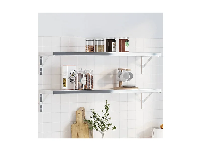 Supports d'étagères 4pcs 30x2,5x15,5cm argenté acier inoxydable