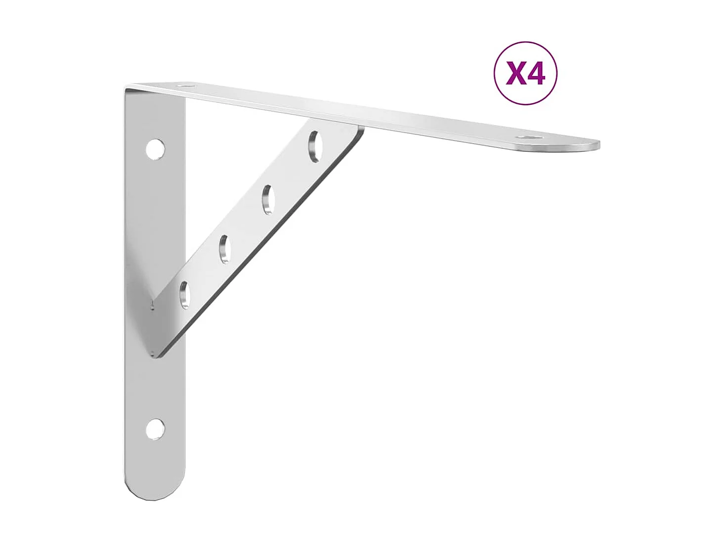 Supports d'étagères 4pcs 30x2,5x15,5cm argenté acier inoxydable