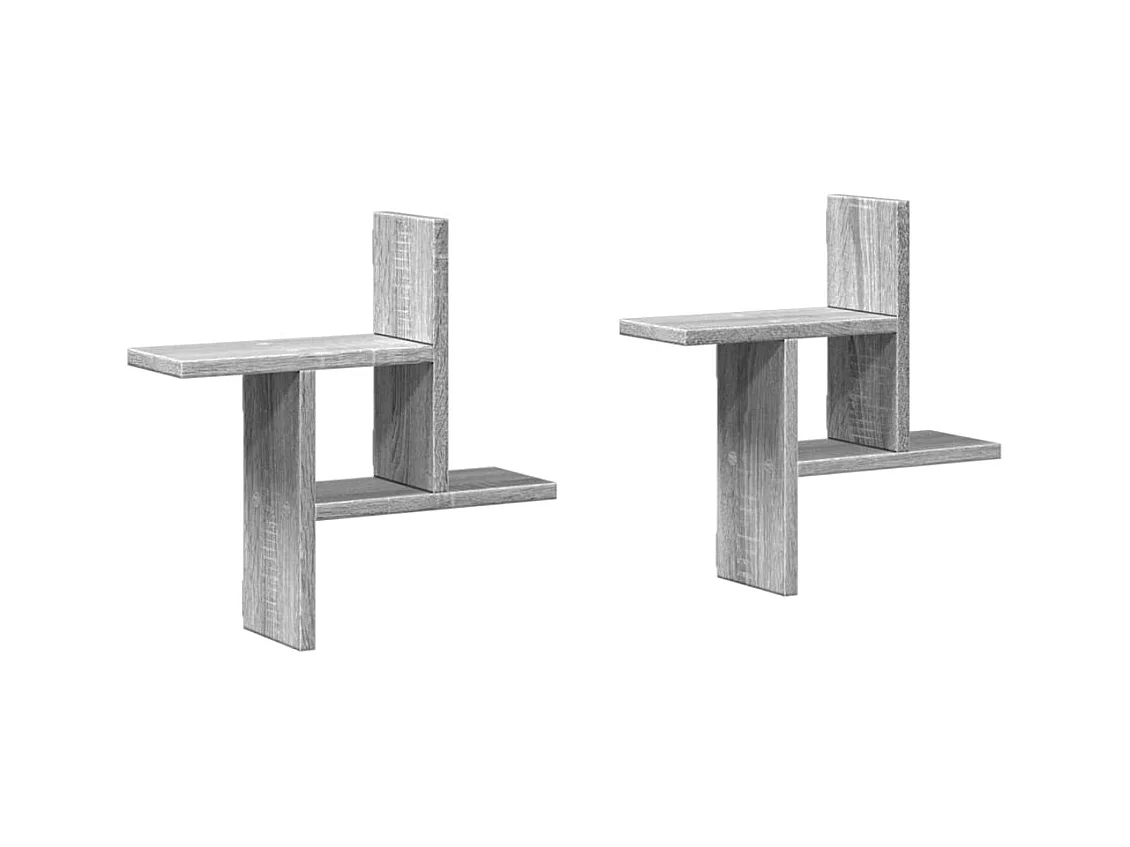 Estante de pared 2 uds madera ingeniería gris Sonoma 38x12x38cm