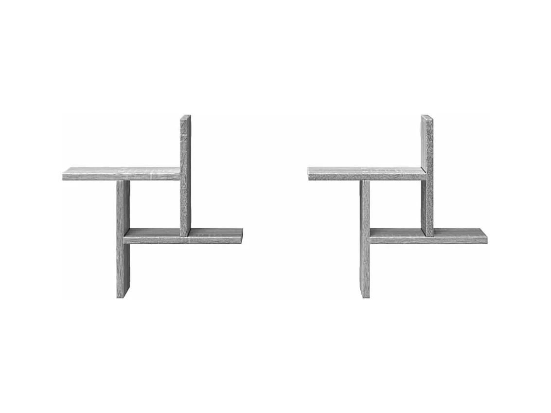 Estante de pared 2 uds madera ingeniería gris Sonoma 38x12x38cm