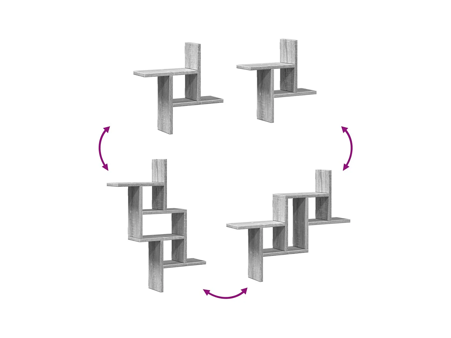 Estante de pared 2 uds madera ingeniería gris Sonoma 38x12x38cm