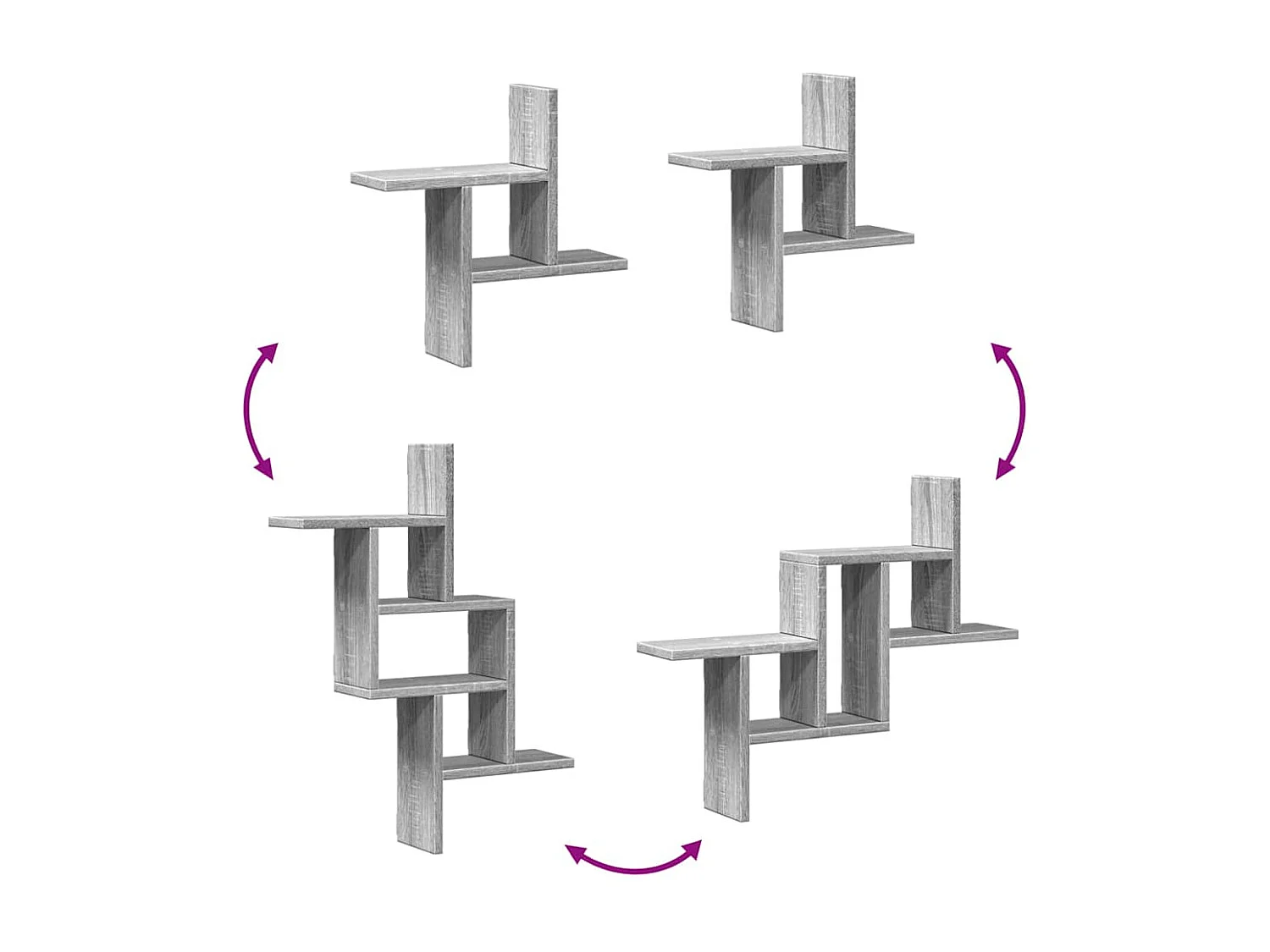 Étagères murales 2pcs sonoma gris 38x12x38 cm bois d’ingénierie