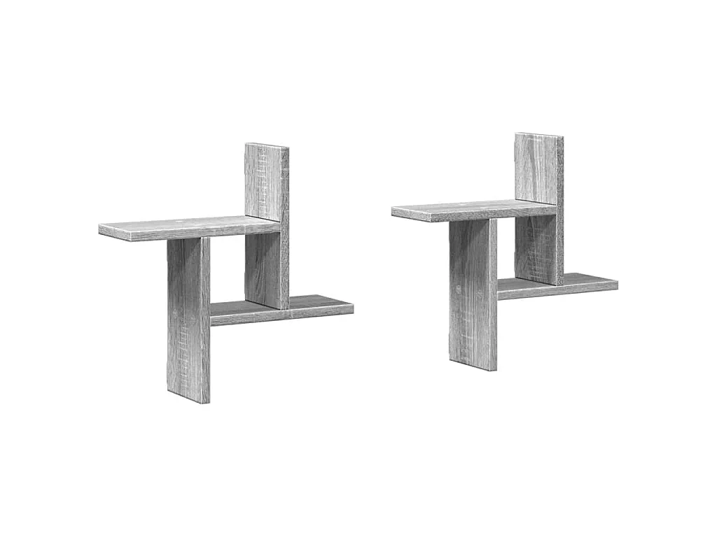 Wandregale 2 Stk. Grau Sonoma 38x12x38 cm Holzwerkstoff