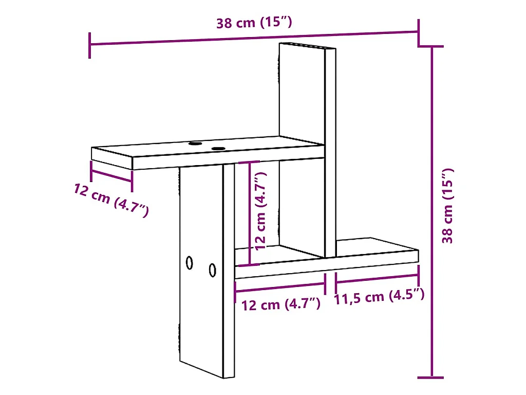 Wandregale 2 Stk. Grau Sonoma 38x12x38 cm Holzwerkstoff
