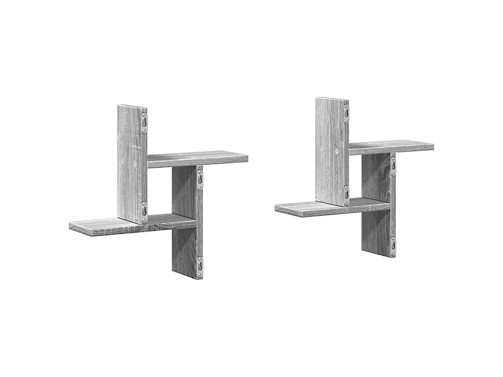 Wandregale 2 Stk. Grau Sonoma 38x12x38 cm Holzwerkstoff