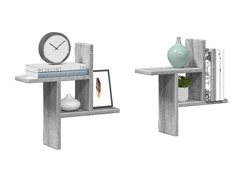 Wandregale 2 Stk. Grau Sonoma 38x12x38 cm Holzwerkstoff