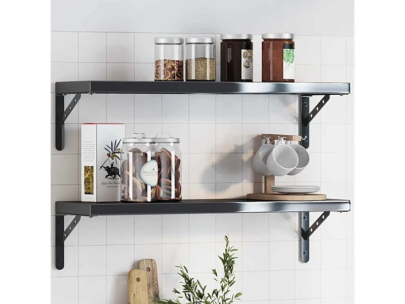 Regalträger 4 Stk. 23,5x2,5x15,5 cm Schwarz Edelstahl