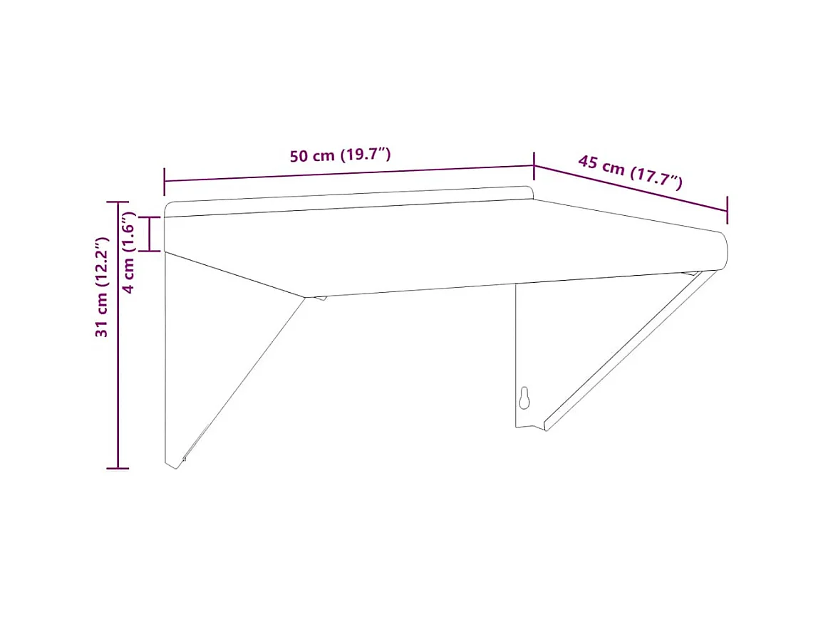 Regalträger 4 Stk. 23,5x2,5x15,5 cm Schwarz Edelstahl