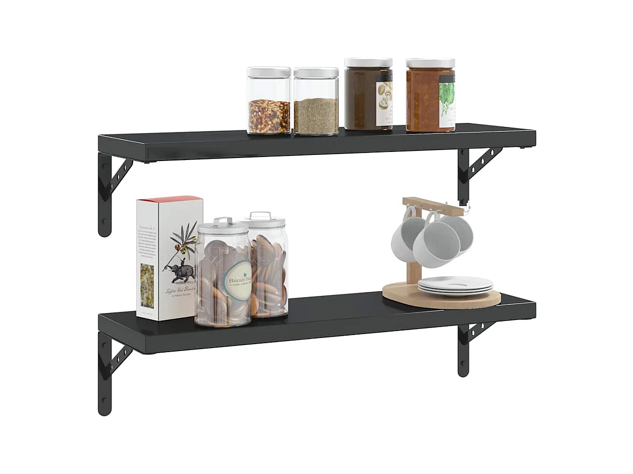 Regalträger 4 Stk. 23,5x2,5x15,5 cm Schwarz Edelstahl