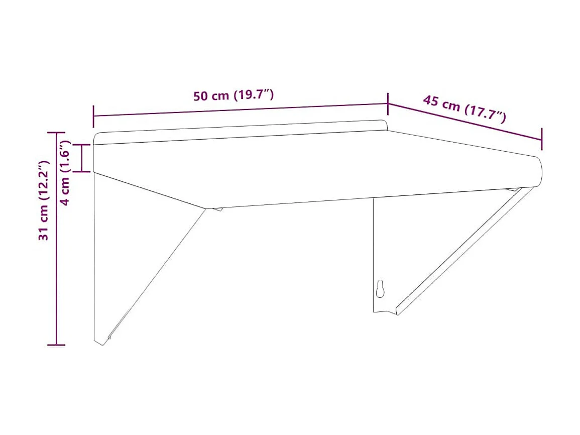Supports d'étagères 4 pcs 23,5x2,5x15,5cm noir acier inoxydable