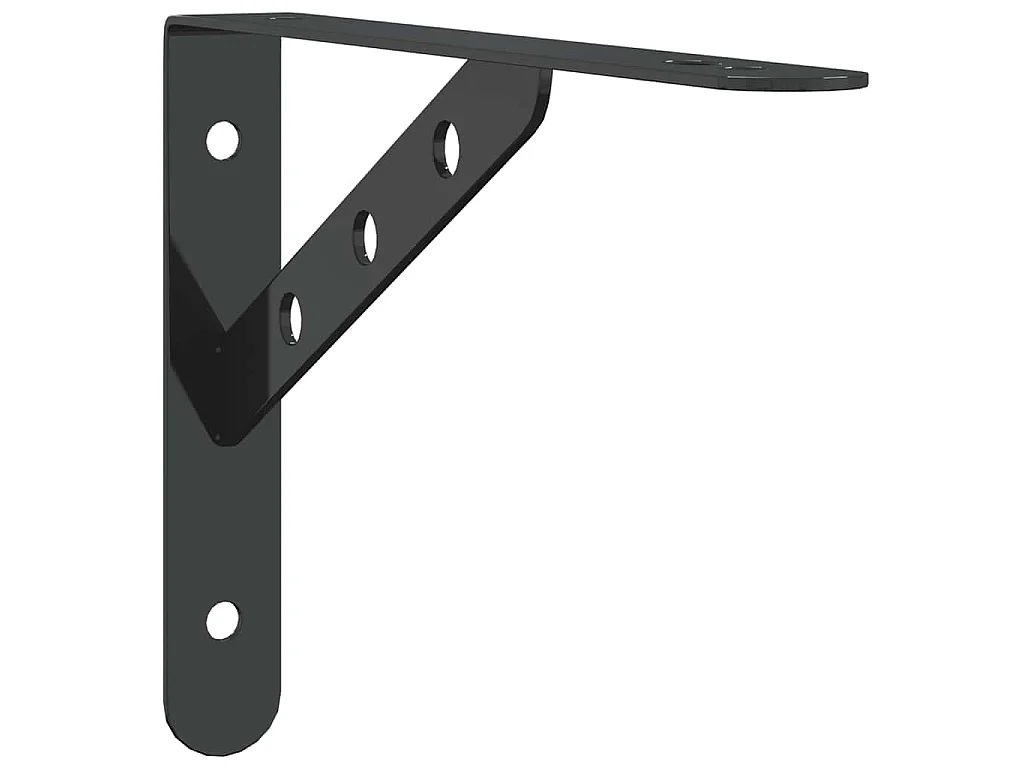 Supports d'étagères 4 pcs 23,5x2,5x15,5cm noir acier inoxydable