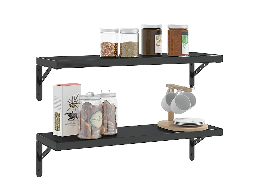 Supports d'étagères 4 pcs 23,5x2,5x15,5cm noir acier inoxydable