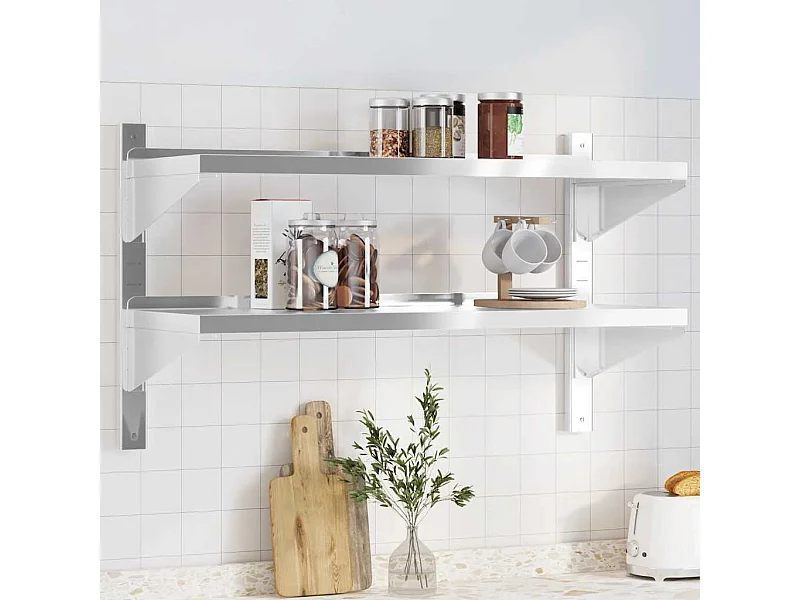 Étagère murale à 2 niveaux 100x40x60cm argenté acier inoxydable