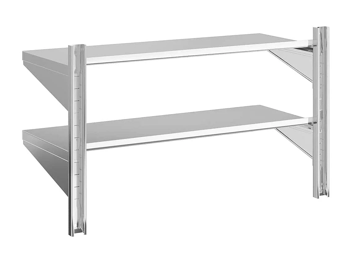 Étagère murale à 2 niveaux 100x40x60cm argenté acier inoxydable
