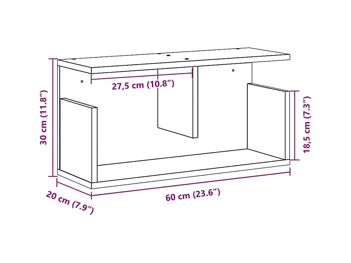 Armário de parede 60x20x30 cm derivados de madeira branco