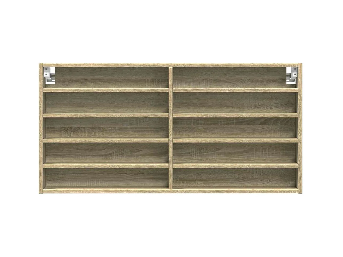 Vitrinekast 100x8,5x50 cm bewerkt hout sonoma eikenkleurig