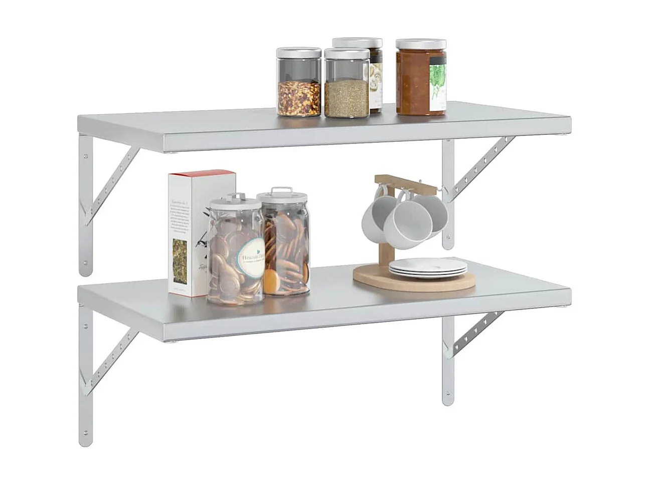 Étagères murales 2 pcs 75x40 cm argenté acier inoxydable