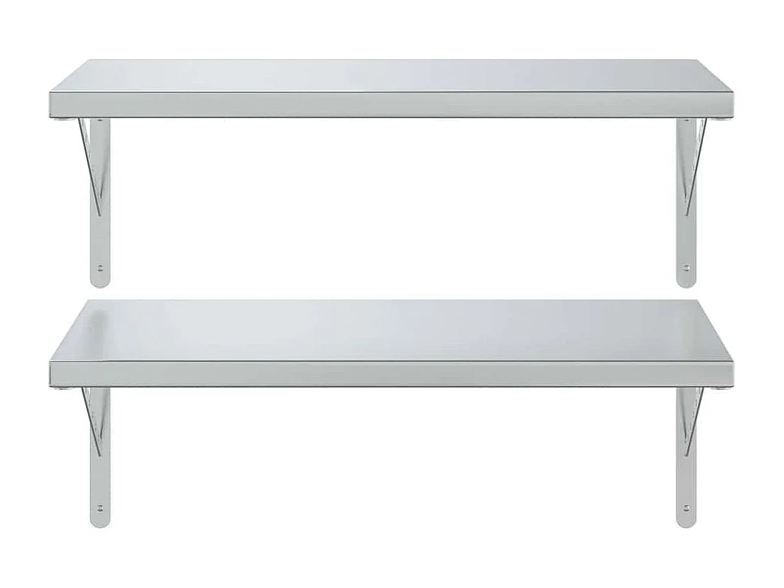 Étagères murales 2 pcs 75x40 cm argenté acier inoxydable
