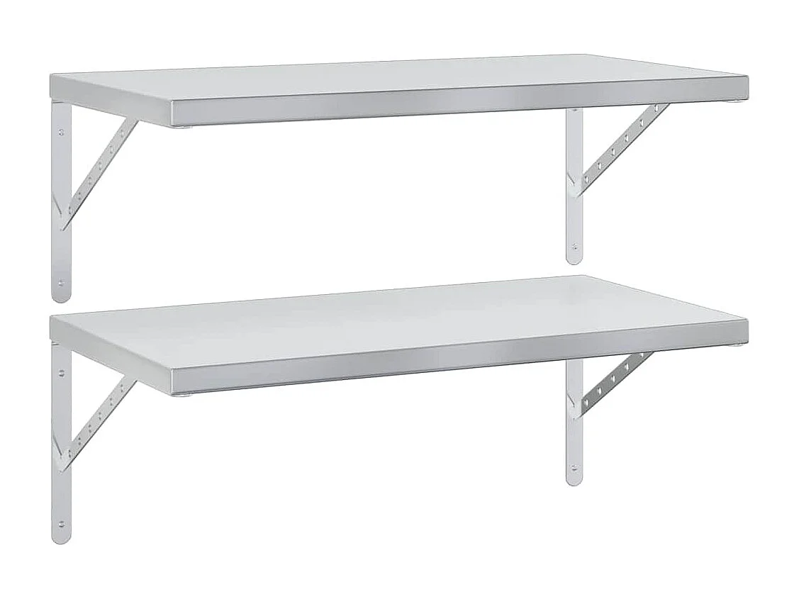 Étagères murales 2 pcs 75x40 cm argenté acier inoxydable