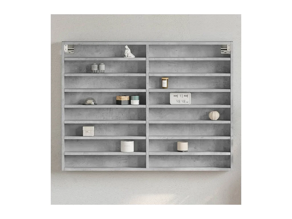 Armadietto Vetrina Grigio Cemento 100x8,5x75 cm Multistrato