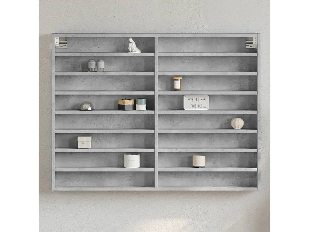 Armoire à vitrine gris béton 100x8,5x75 cm bois d’ingénierie