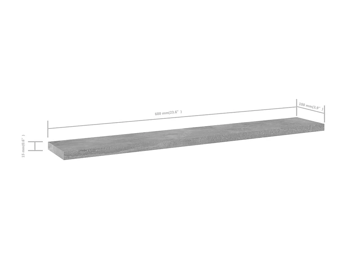 Wandschappen 4 st 60x10x1,5 cm bewerkt hout betongrijs