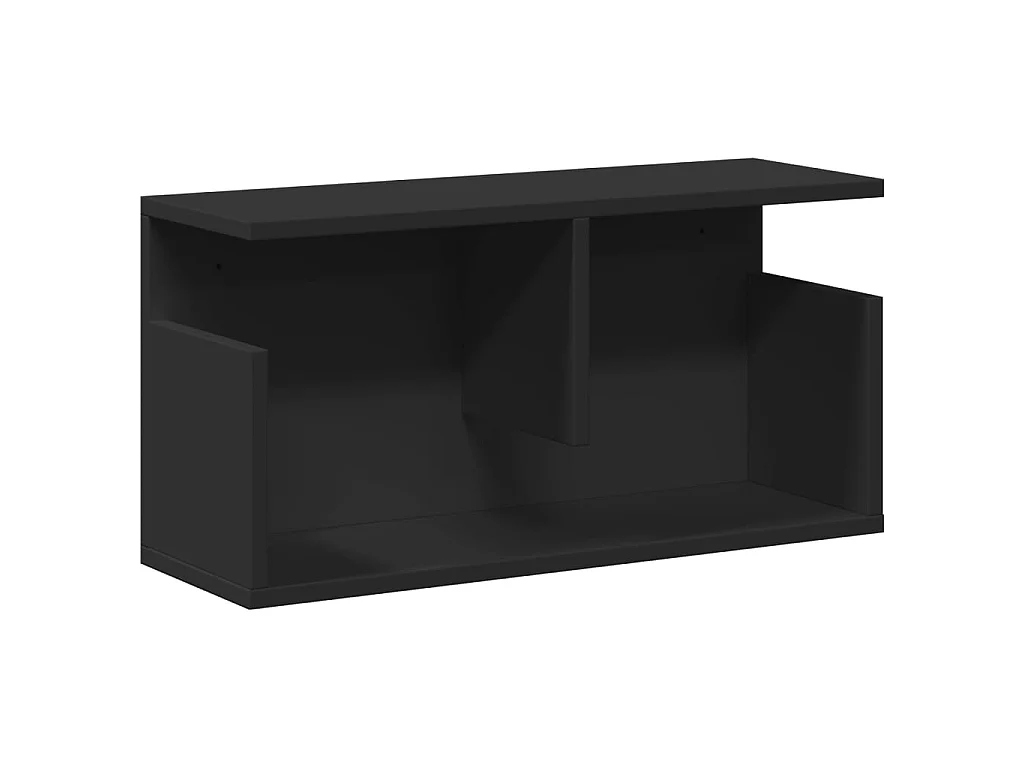 Wandkast 60x20x30 cm bewerkt hout zwart