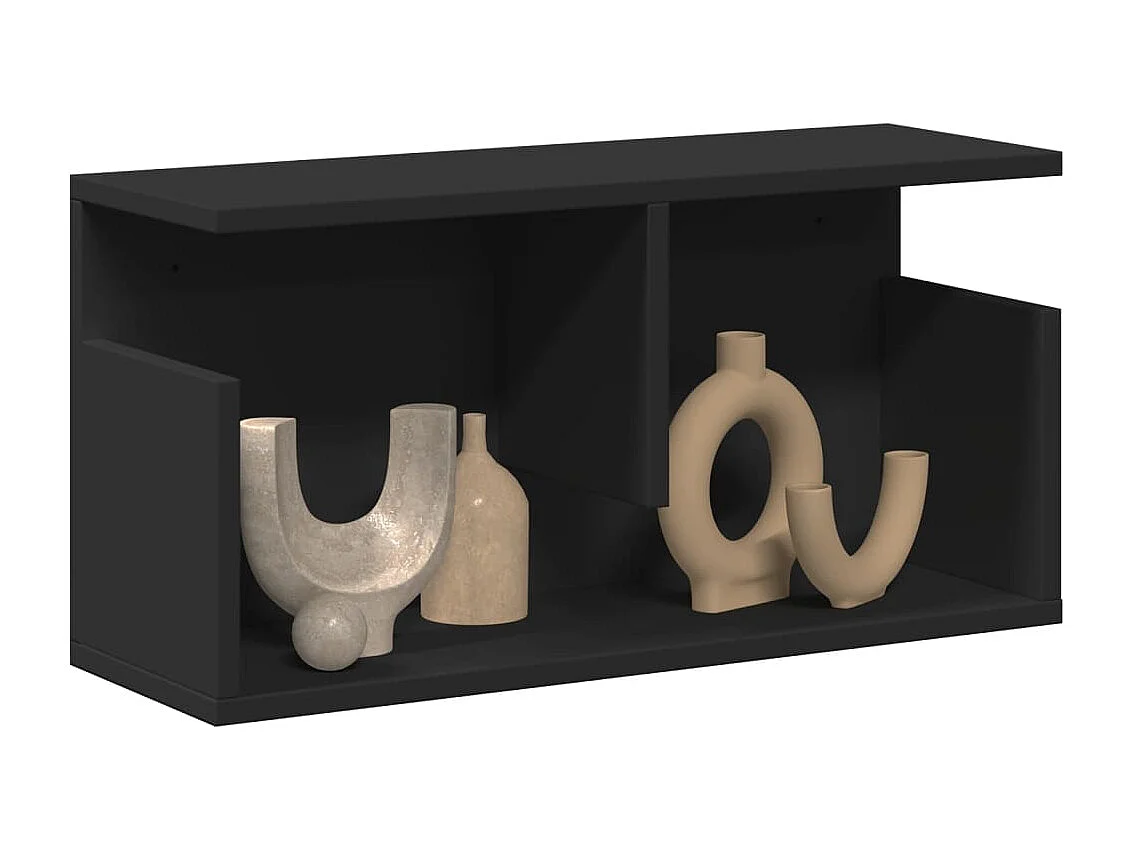 Wandkast 60x20x30 cm bewerkt hout zwart