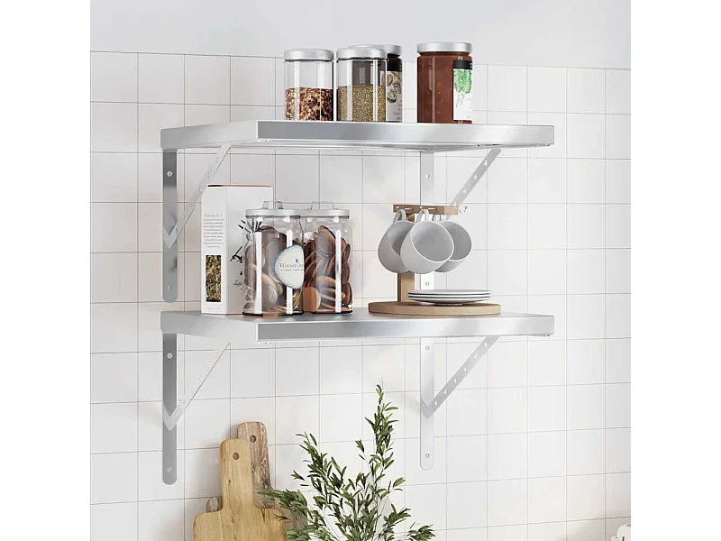 Wandregale 2 Stk. 50x40 cm Silbern Edelstahl