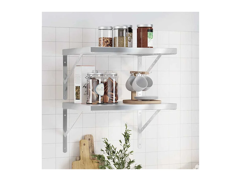 Étagères murales 2 pcs 50x40 cm argenté acier inoxydable