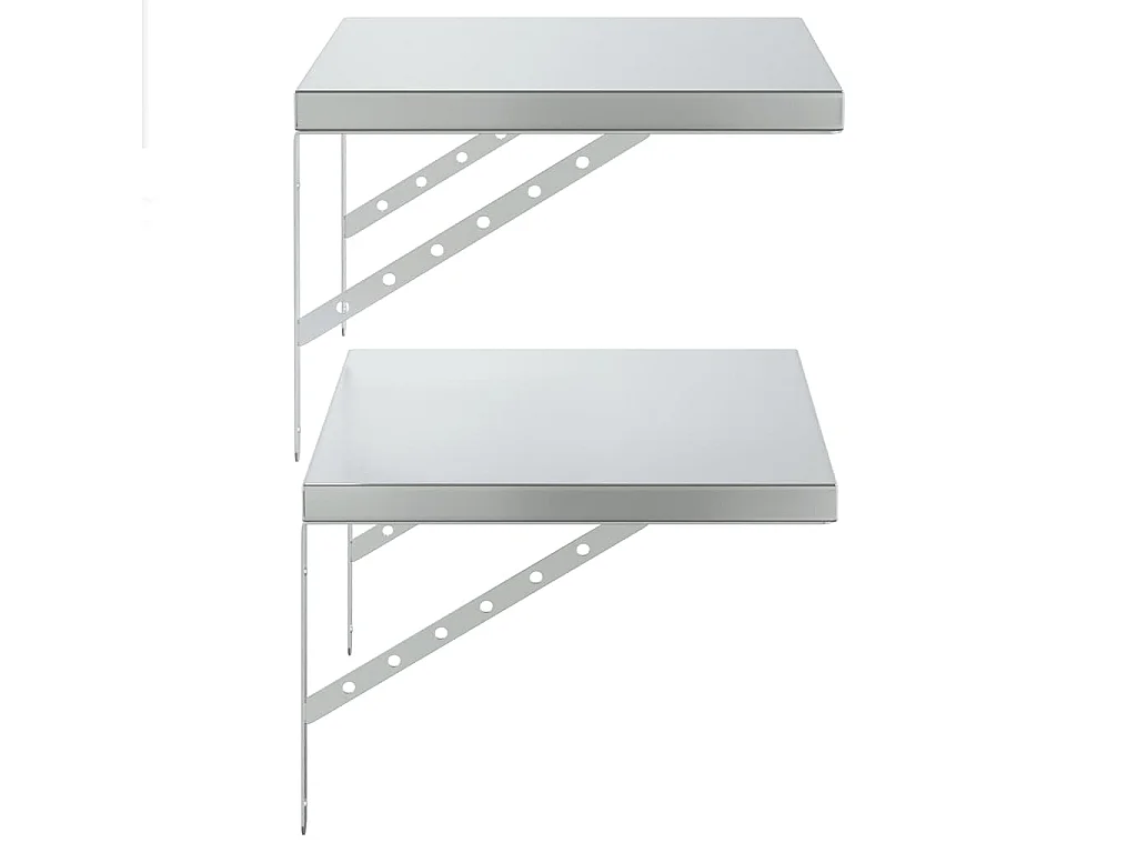 Étagères murales 2 pcs 50x40 cm argenté acier inoxydable