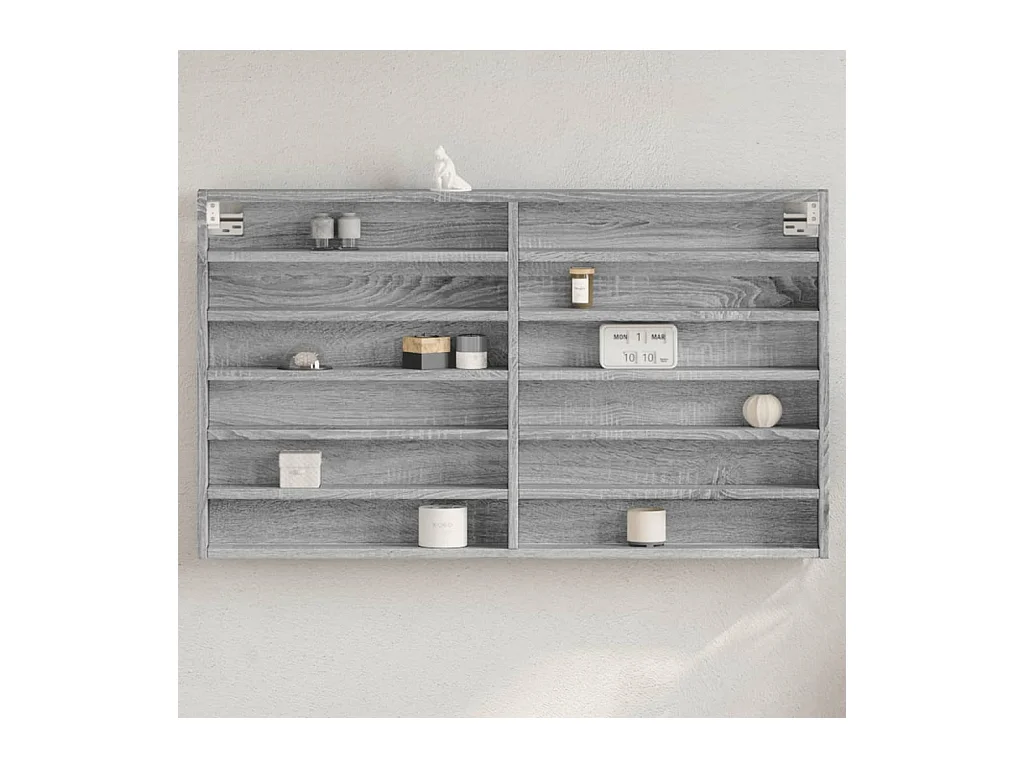 Armadietto Vetrina Grigio Sonoma 100x8,5x58cm Legno Multistrato