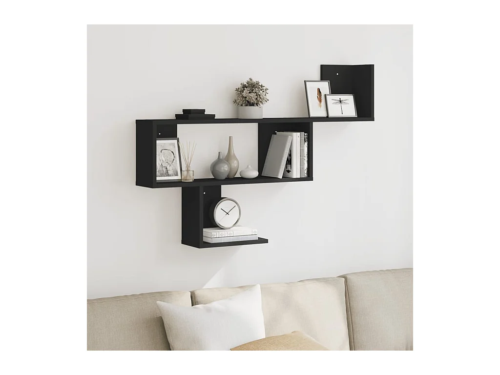 Wandregal Schwarz 100x15x70 cm Holzwerkstoff