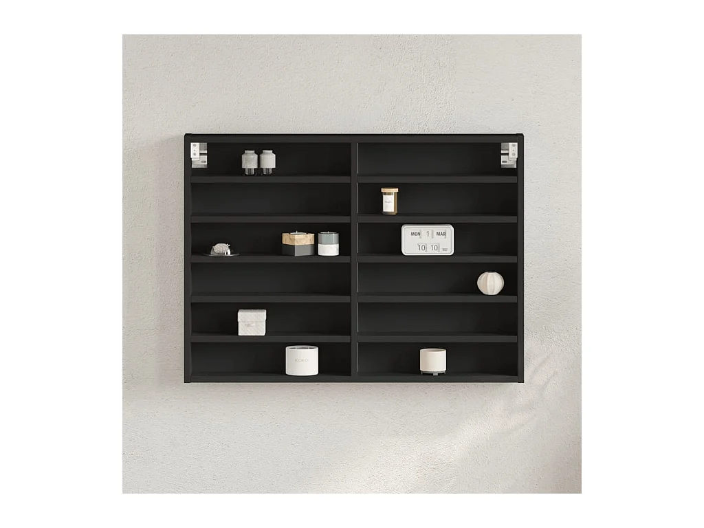 Vitrinekast 80x8,5x58 cm bewerkt hout zwart