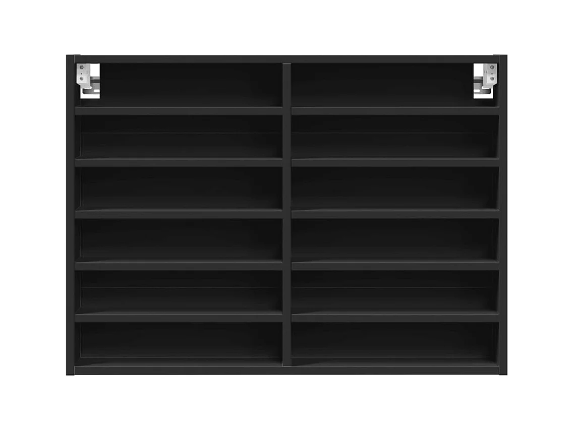 Vitrinekast 80x8,5x58 cm bewerkt hout zwart