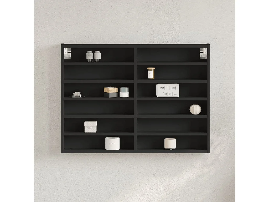 Armoire à vitrine noir 80x8,5x58 cm bois d'ingénierie